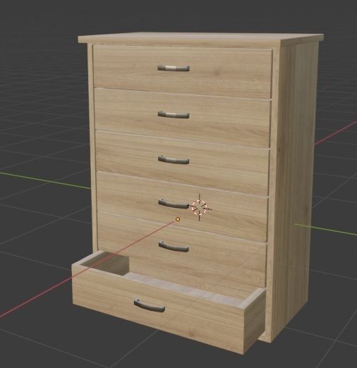 Dresser wooden chest of drawers Low-poly 3D model_1