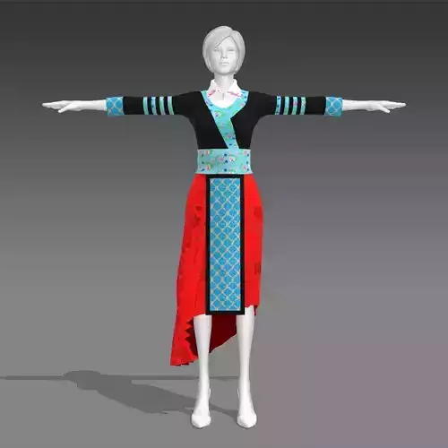 Hmong dress fashion new design 3D model