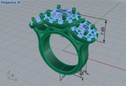 Luxurious 3-Stone diamond ring 3240 3D print model  3D print model_7
