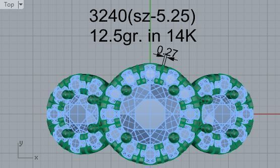 Luxurious 3-Stone diamond ring 3240 3D print model  3D print model_4