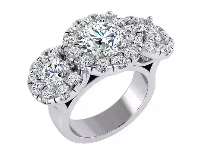 Luxurious 3-Stone diamond ring 3240 3D print model 