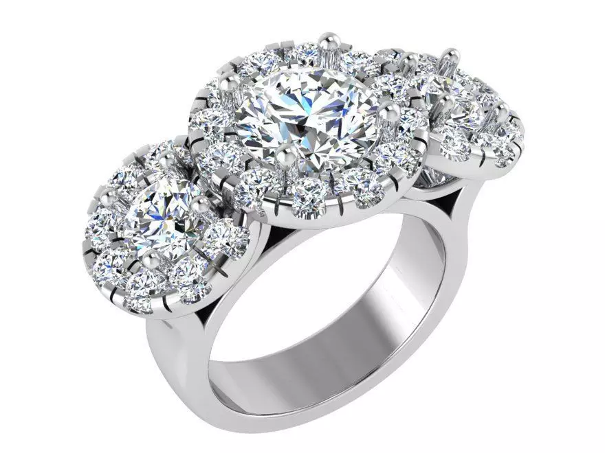 Luxurious 3-Stone diamond ring 3240 3D print model  3D print model_0