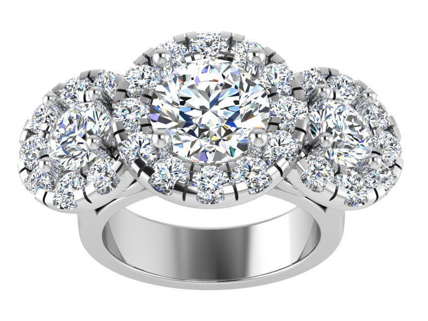 Luxurious 3-Stone diamond ring 3240 3D print model  3D print model_2