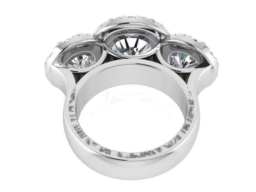 Luxurious 3-Stone diamond ring 3240 3D print model  3D print model_3