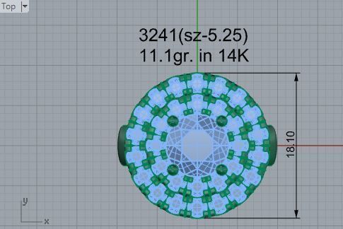 2-Row opened flower diamond ring 3241 3D print model 3D print model_4