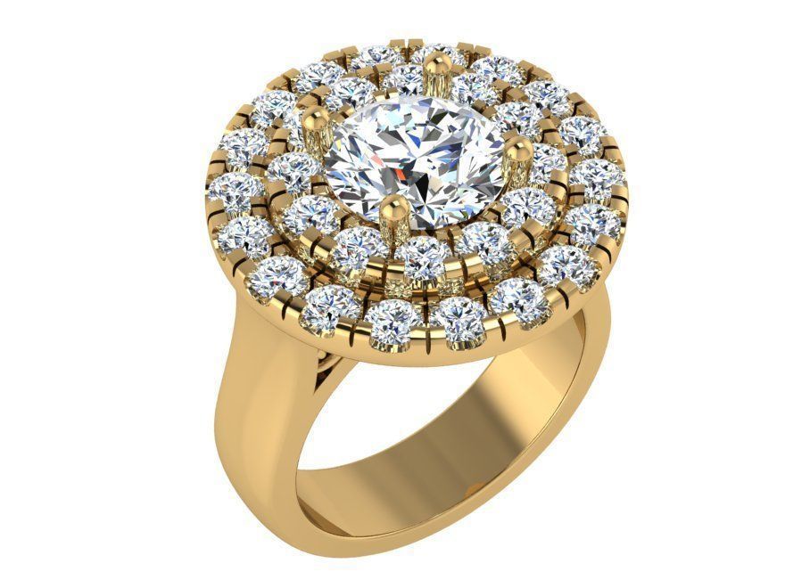 2-Row opened flower diamond ring 3241 3D print model 3D print model_1