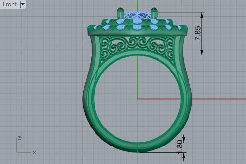 2-Row opened flower diamond ring 3241 3D print model 3D print model_5
