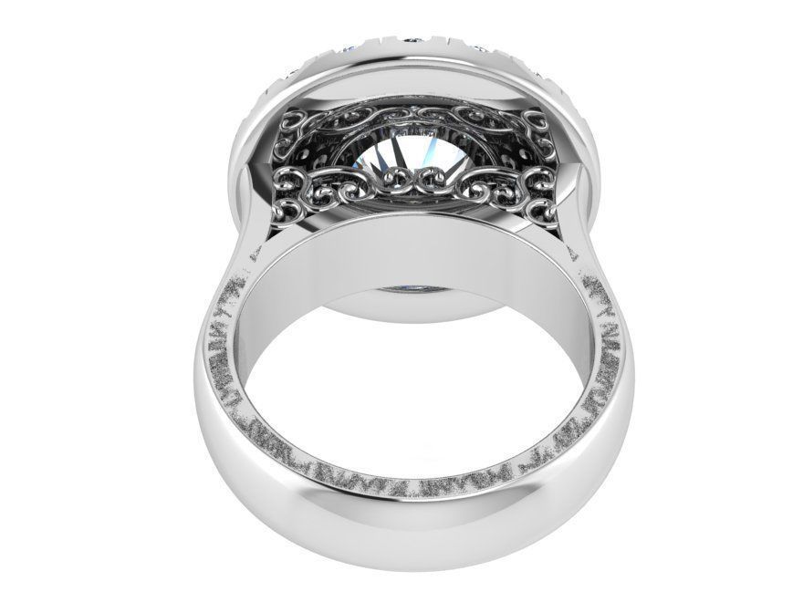 2-Row opened flower diamond ring 3241 3D print model 3D print model_3