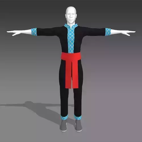 Hmong man clothes design 3D model