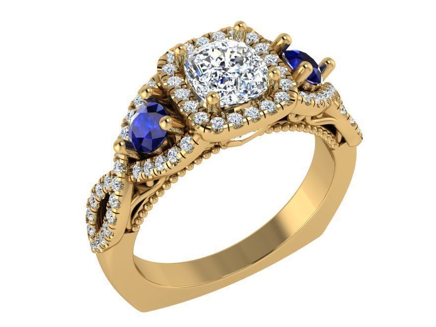 Blue and white infinity diamond ring 3248 3D print model 3D print model_1