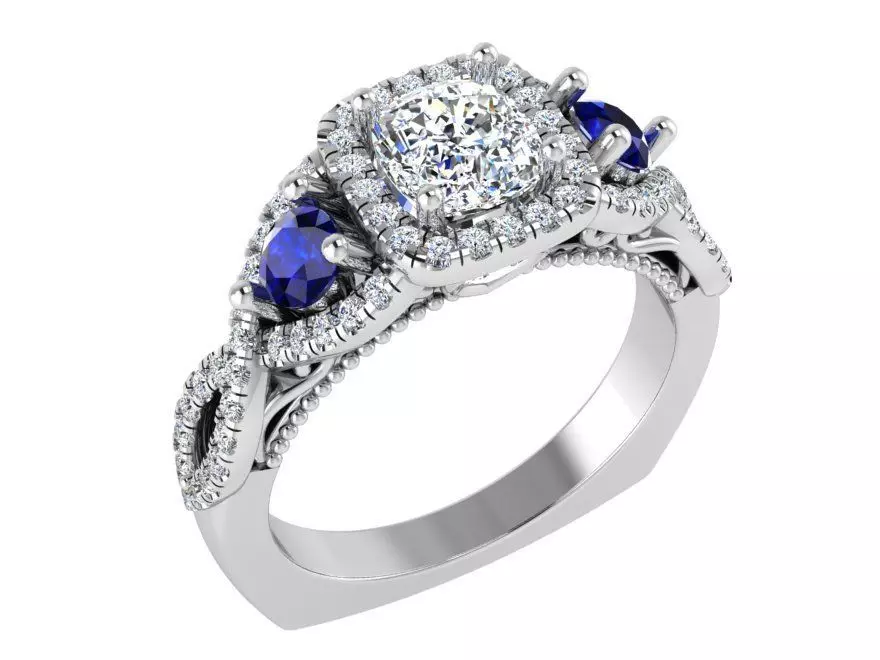 Blue and white infinity diamond ring 3248 3D print model 3D print model_0