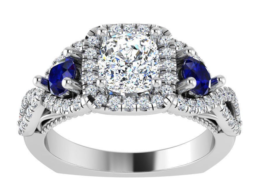 Blue and white infinity diamond ring 3248 3D print model 3D print model_2