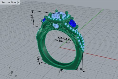 Blue and white infinity diamond ring 3248 3D print model 3D print model_7