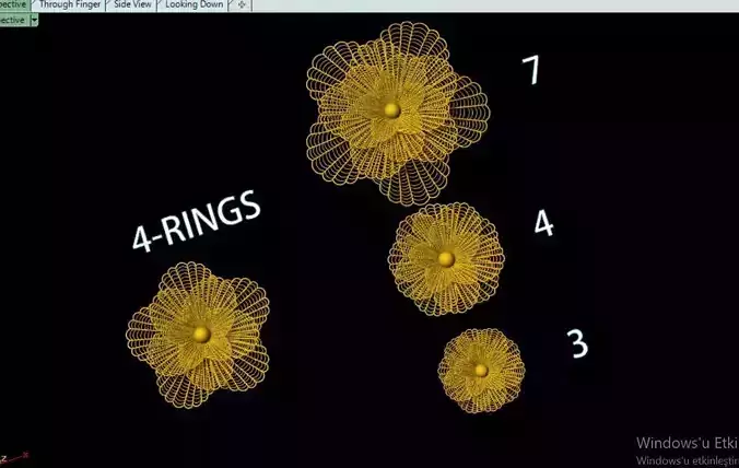 SET YUZUK-KOLYE flower with four rings