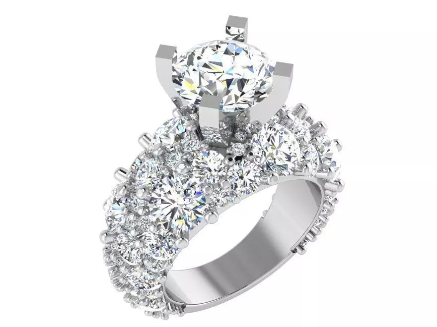 Fine 2-Row diamond ring 3253 3D print model 3D print model