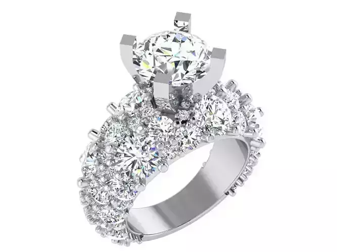 Fine 2-Row diamond ring 3253 3D print model