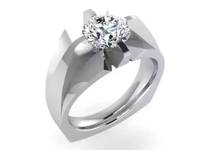 Round one stone diamond ring 3255 3D print model