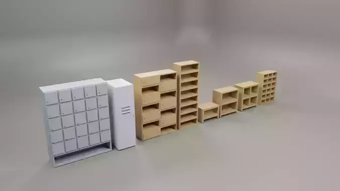 closets set of wooden bookshelves