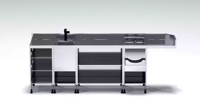 BarStation set stainless steel kitchen on wheels