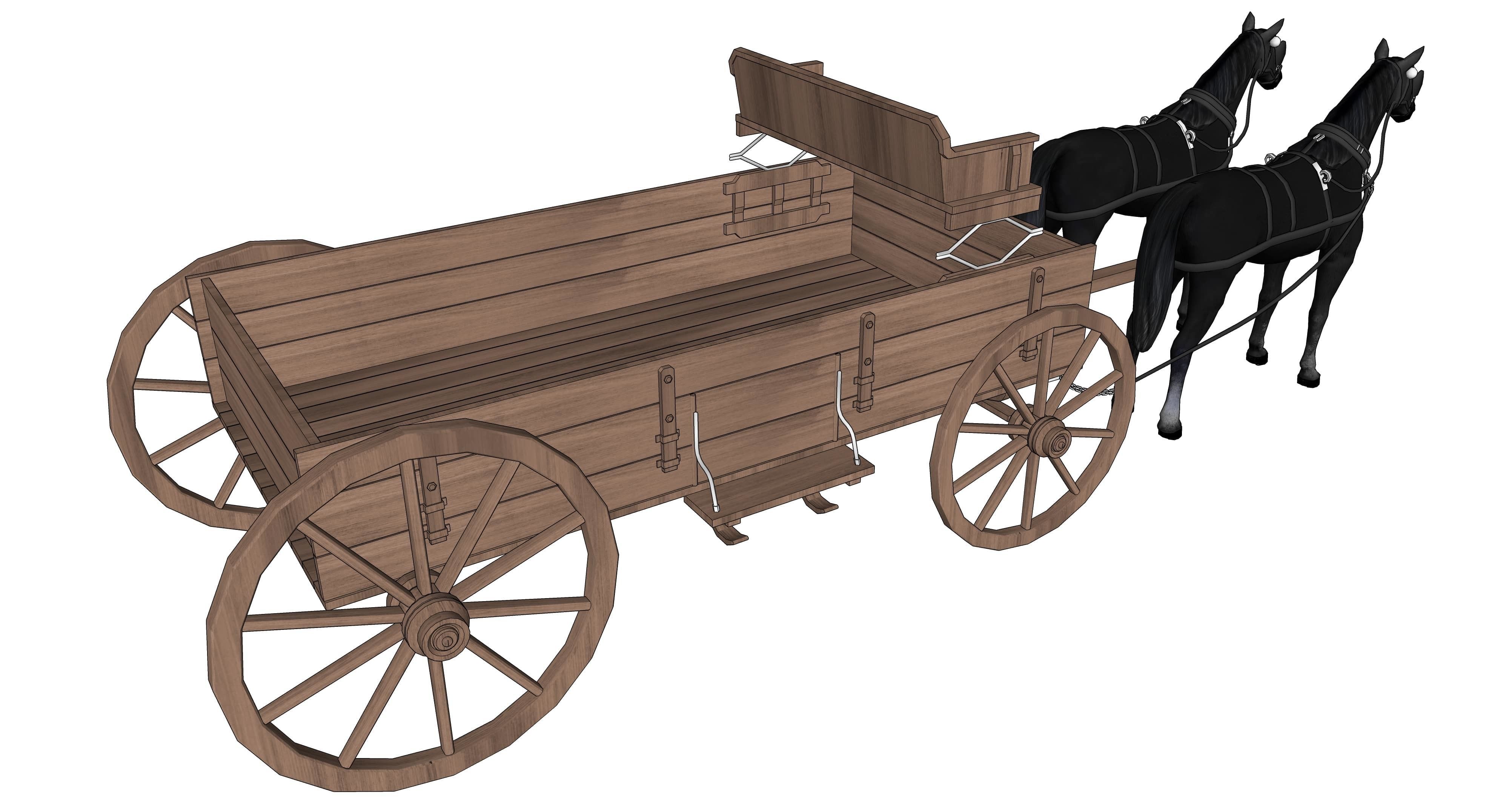 wood carriage 04 3D model_2