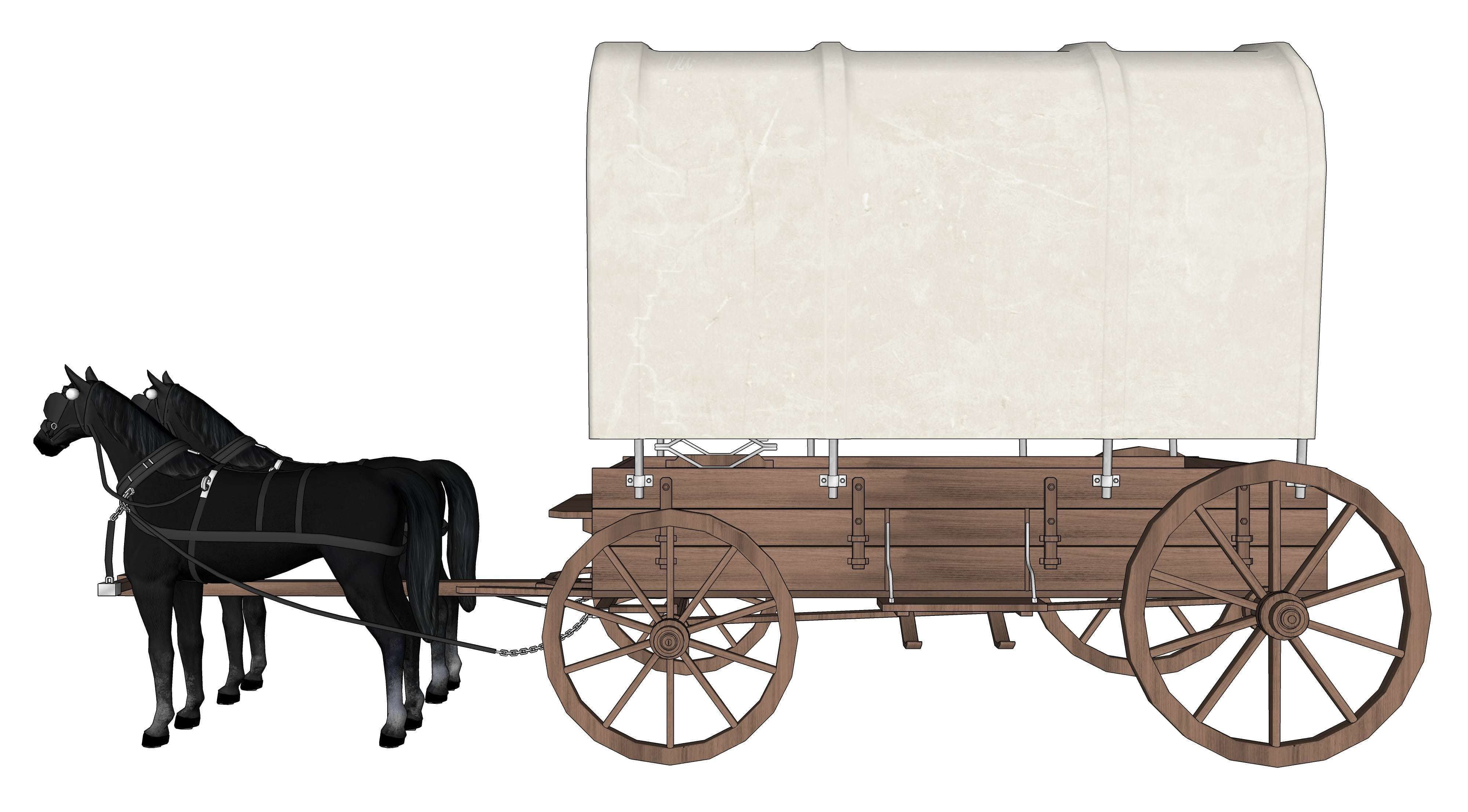 wood carriage 04 3D model_4