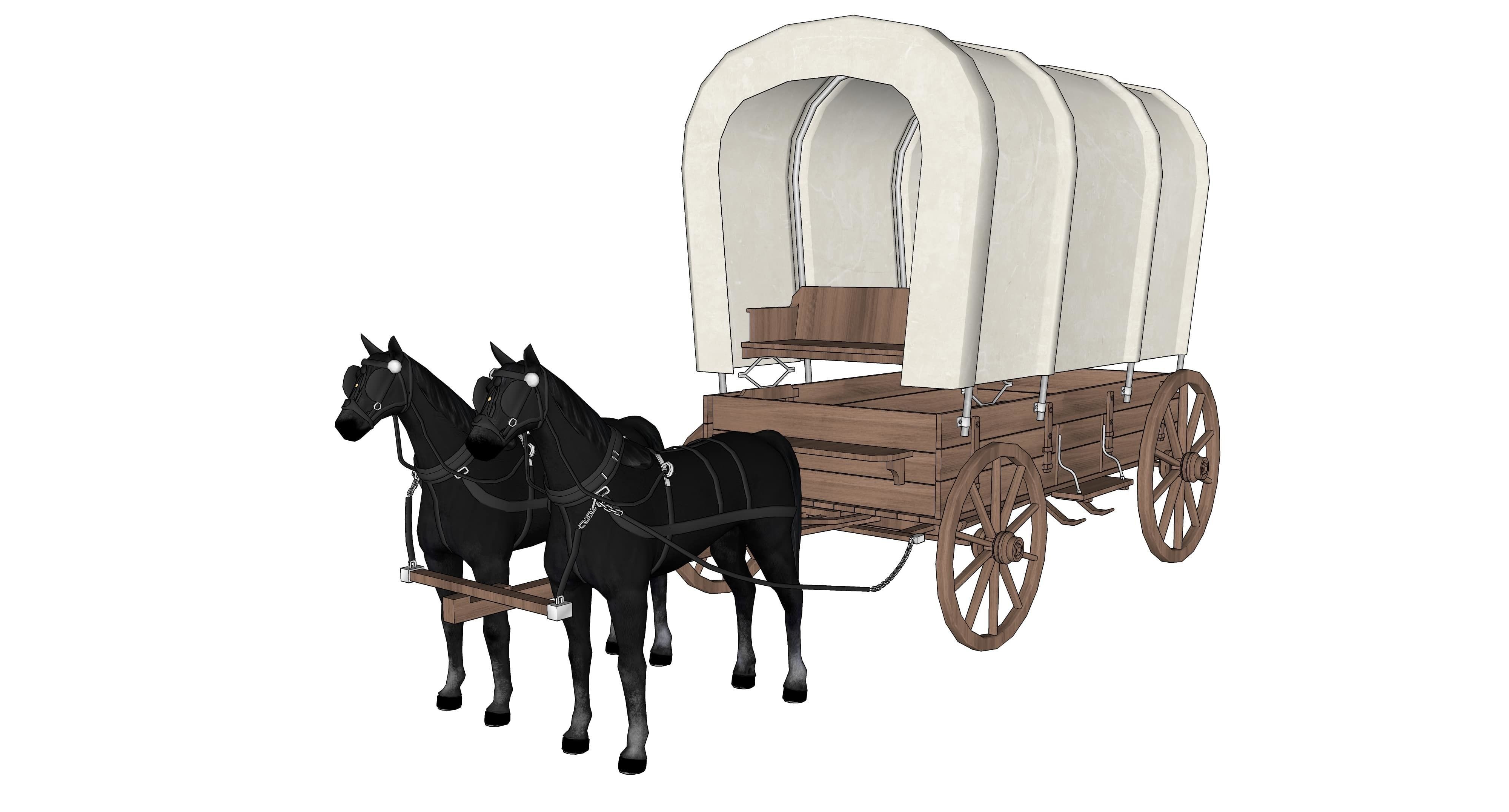 wood carriage 04 3D model_7
