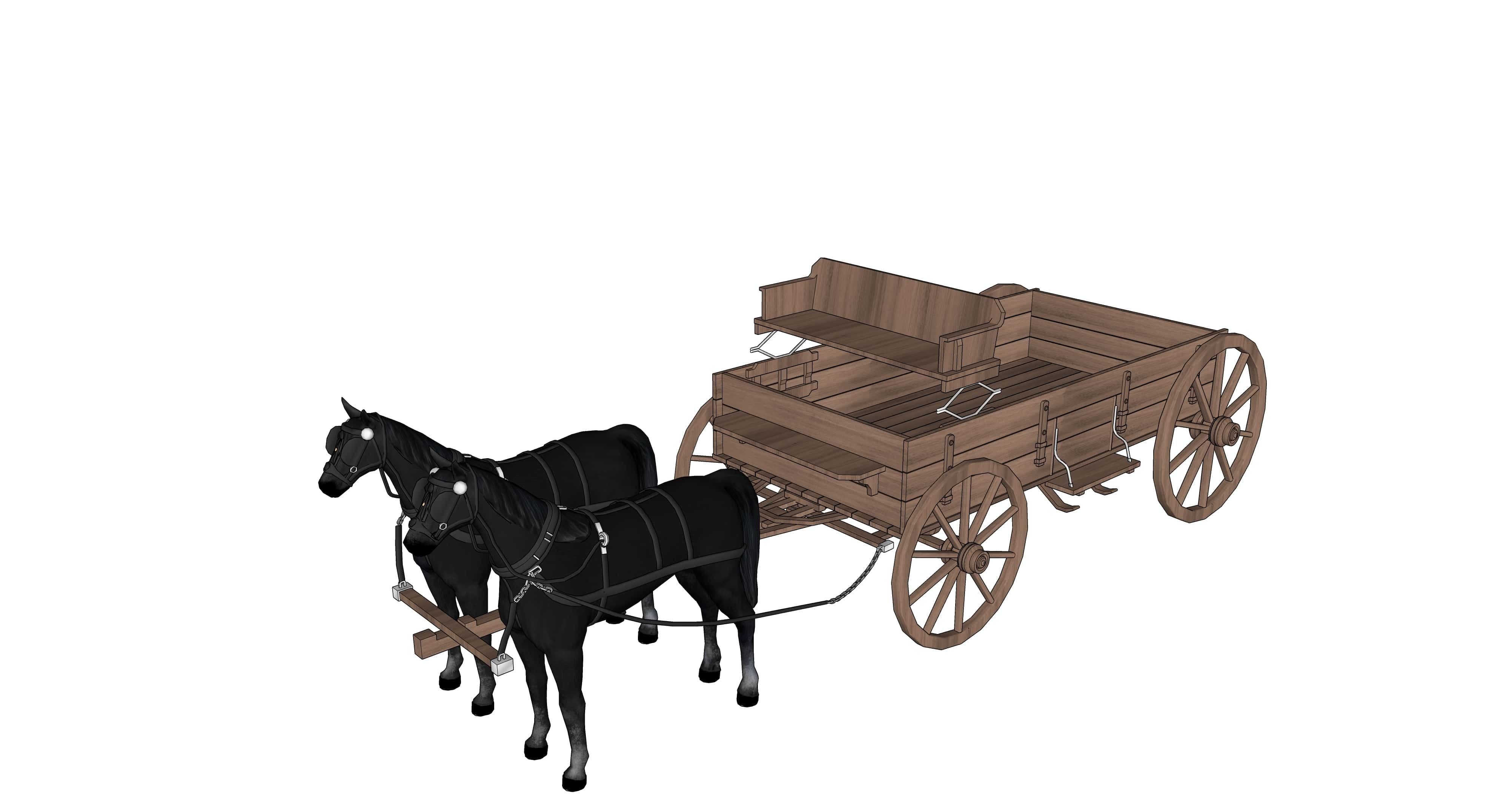 wood carriage 04 3D model_5