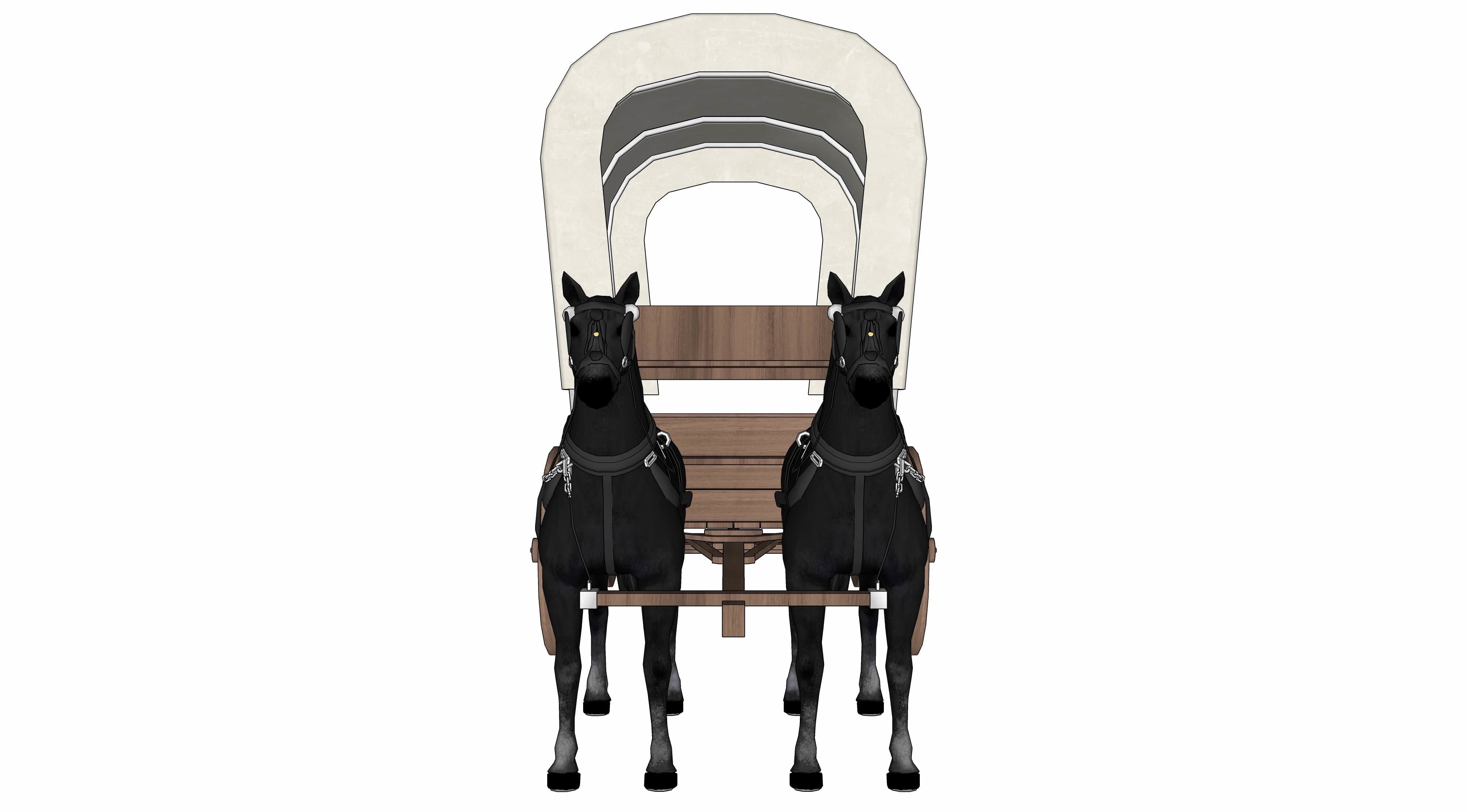 wood carriage 04 3D model_3