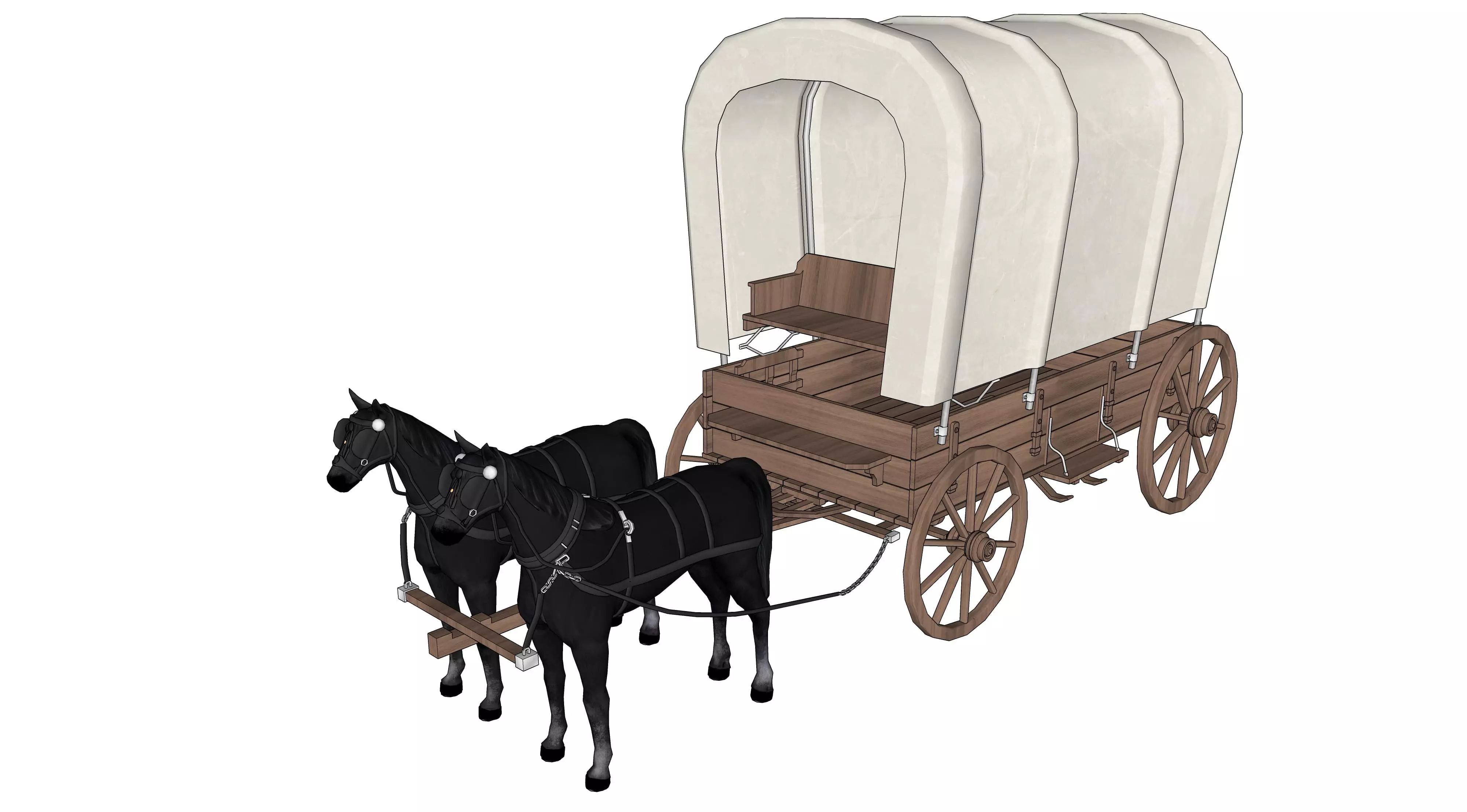 wood carriage 04 3D model_0