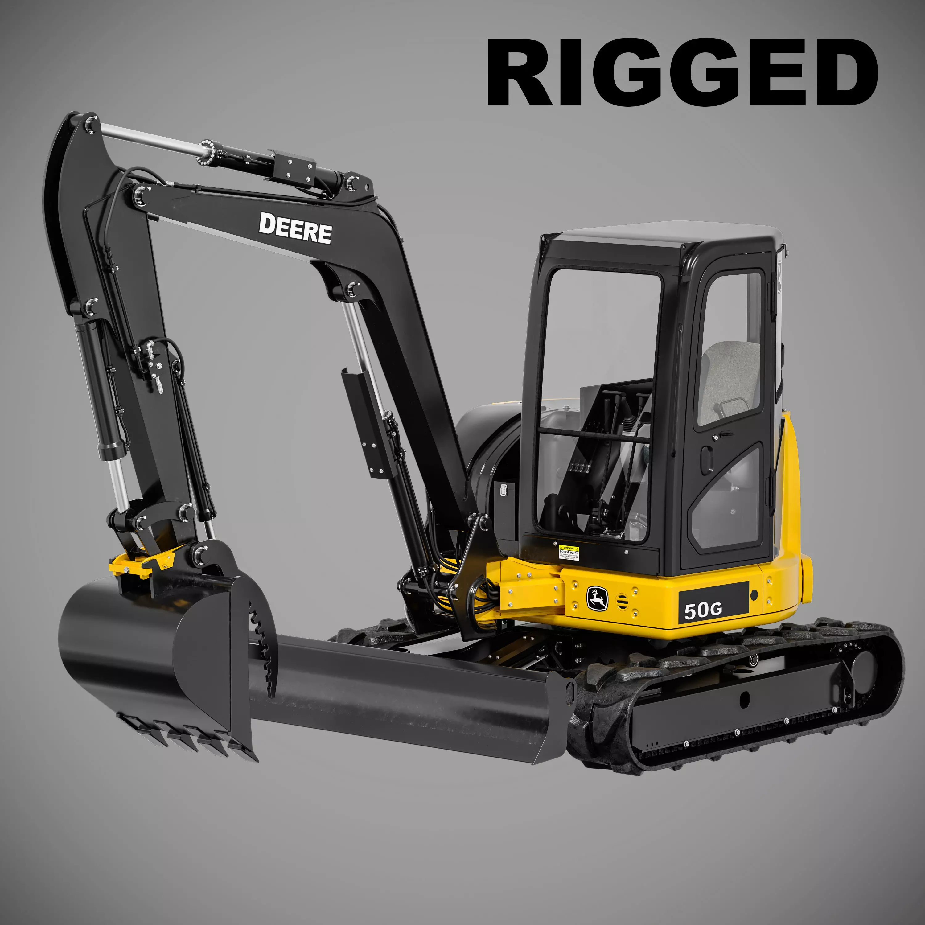 John Deere 50G Excavator Rigged 3D model_0