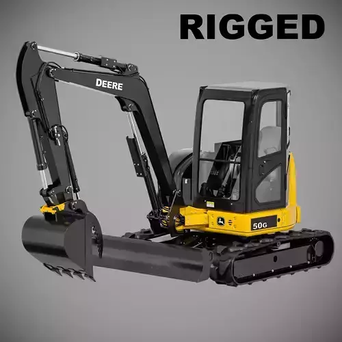 John Deere 50G Excavator Rigged 3D model