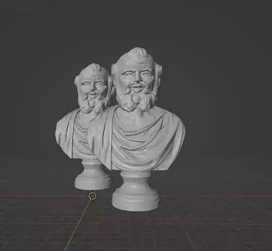 Democritus two busts 3D print model