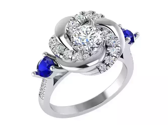 Blue and white flower ring 3258 3D print model 