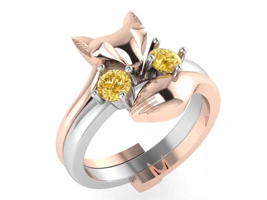 Yellow fox ring 3259 3D print model 3D print model_0