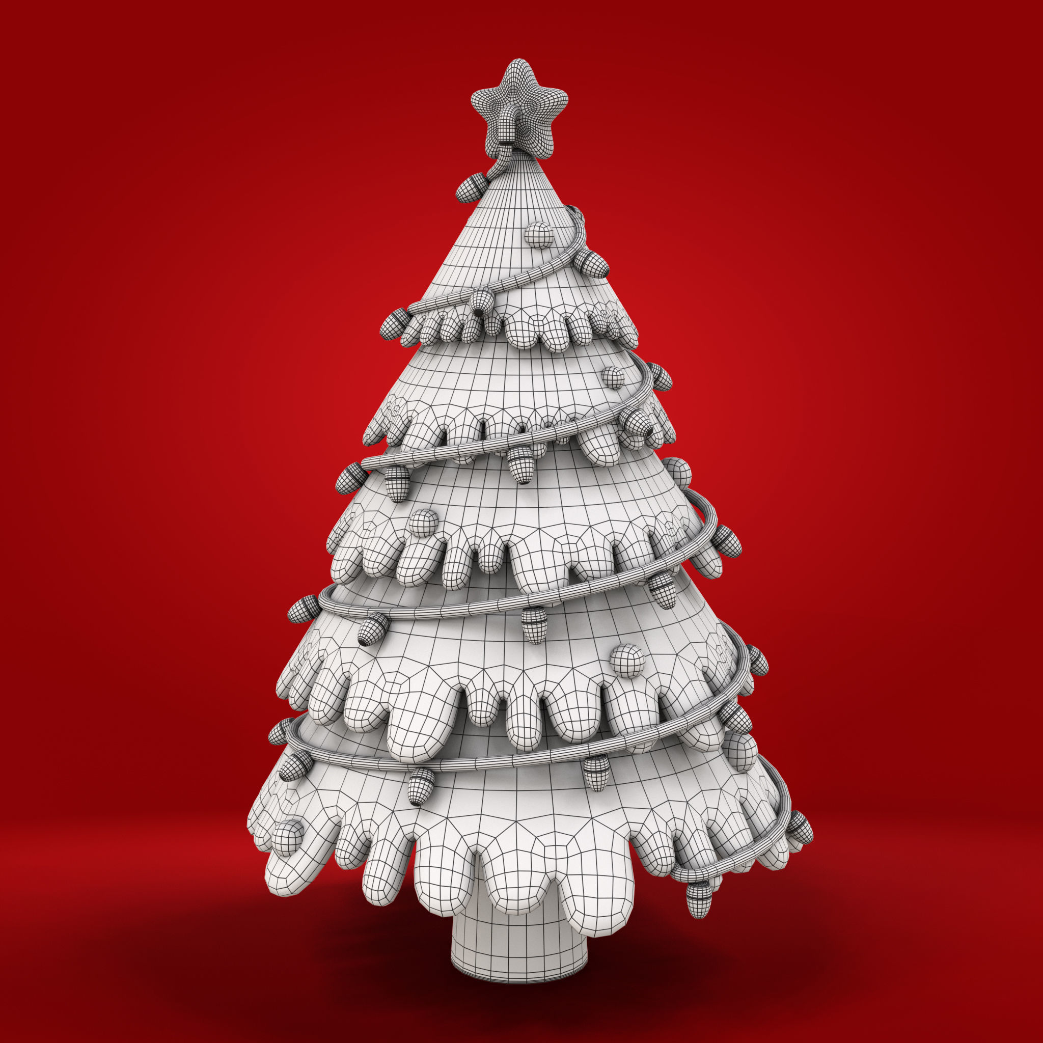 Cartoon Christmas Tree Low-poly 3D model_18