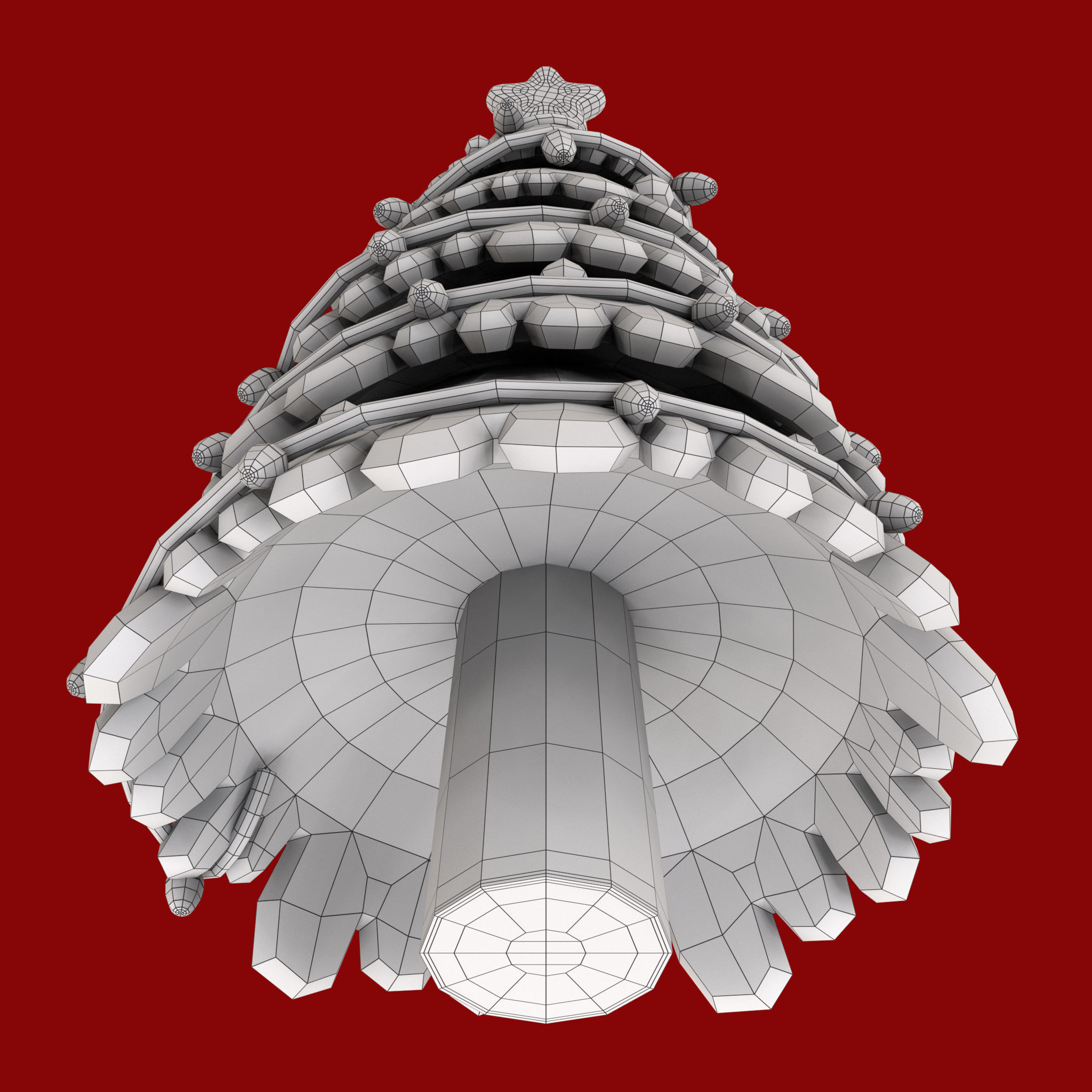 Cartoon Christmas Tree Low-poly 3D model_16