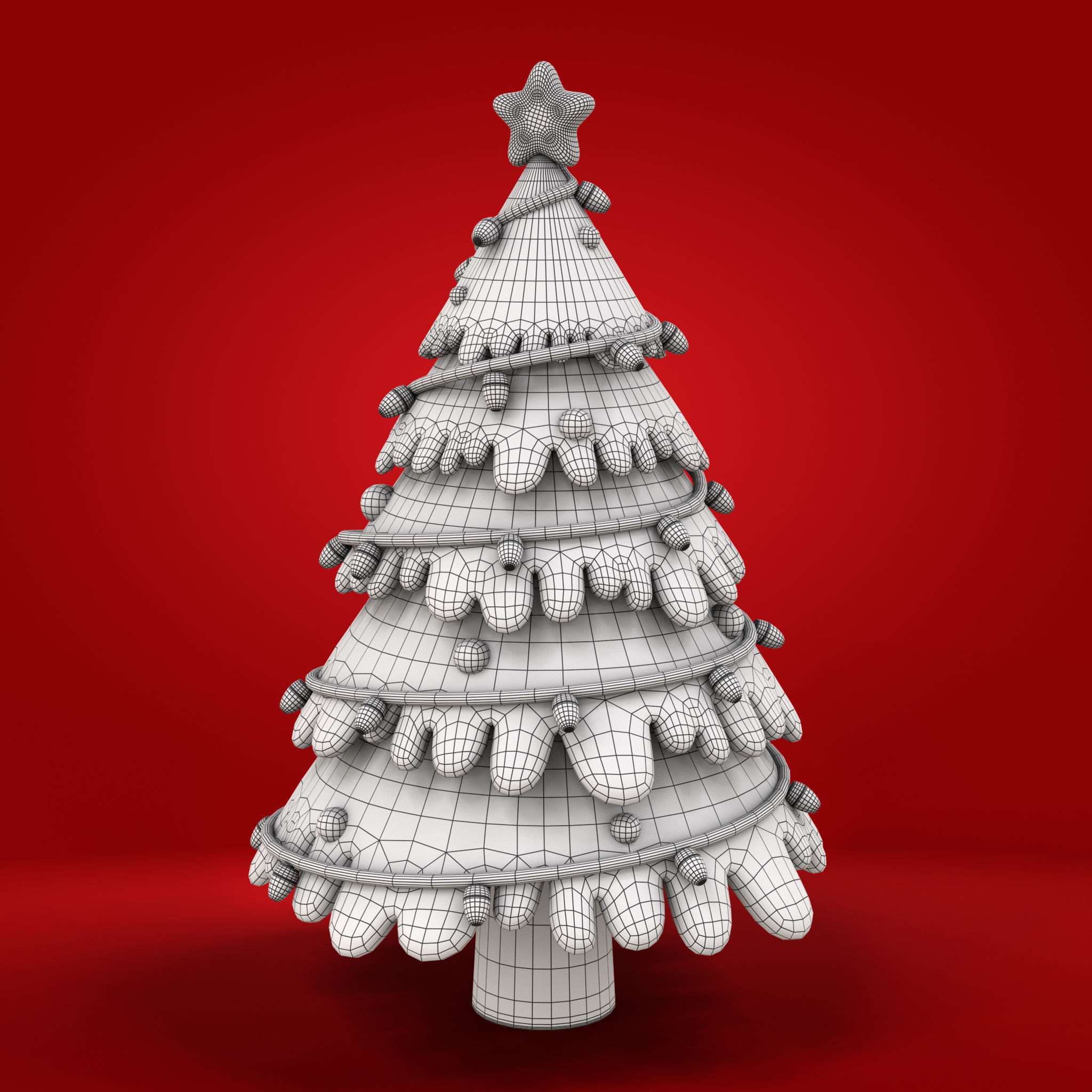 Cartoon Christmas Tree Low-poly 3D model_17