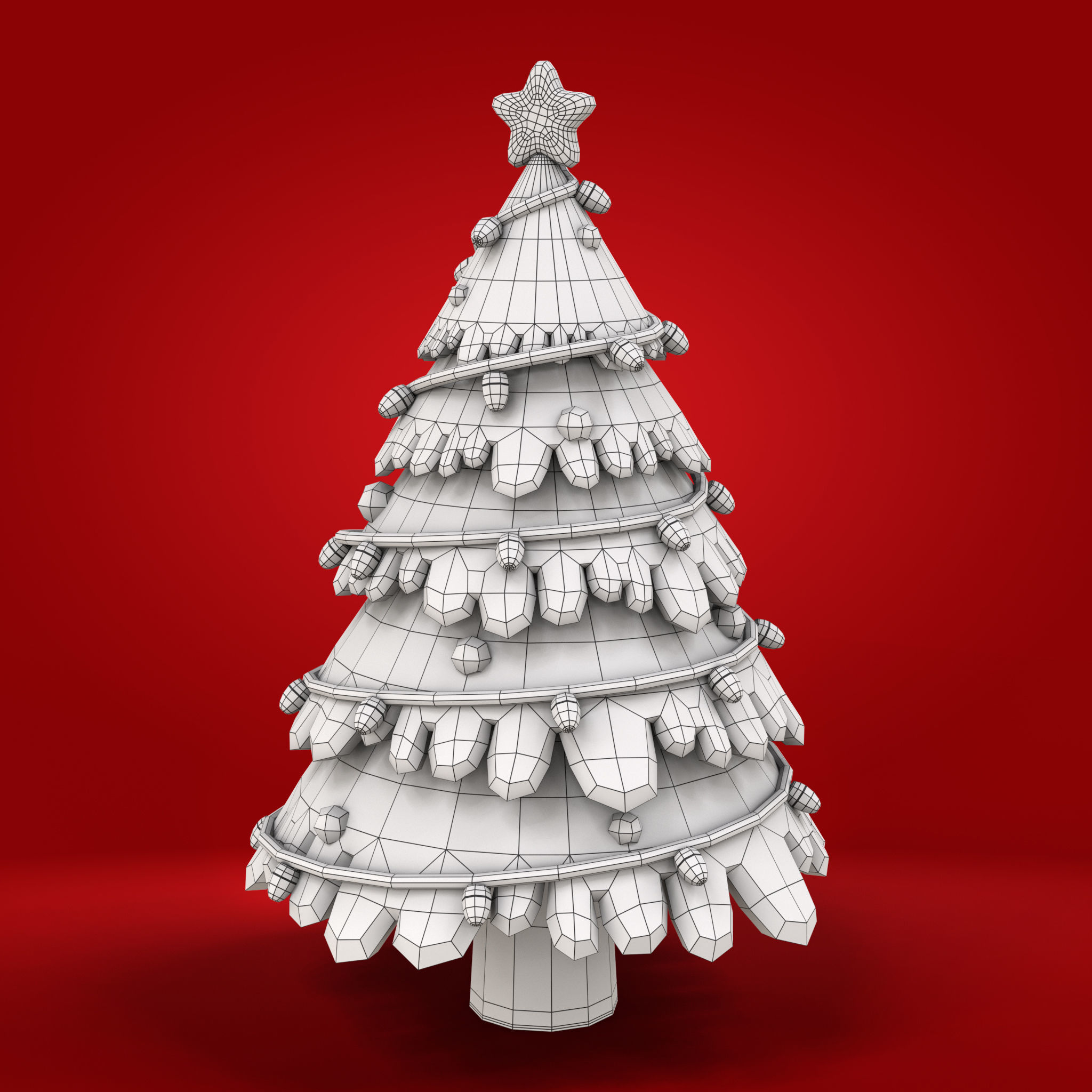 Cartoon Christmas Tree Low-poly 3D model_13