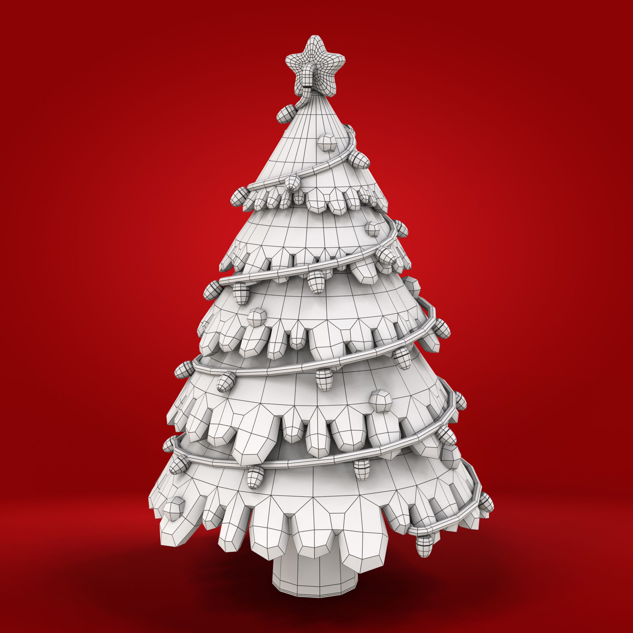 Cartoon Christmas Tree Low-poly 3D model_14