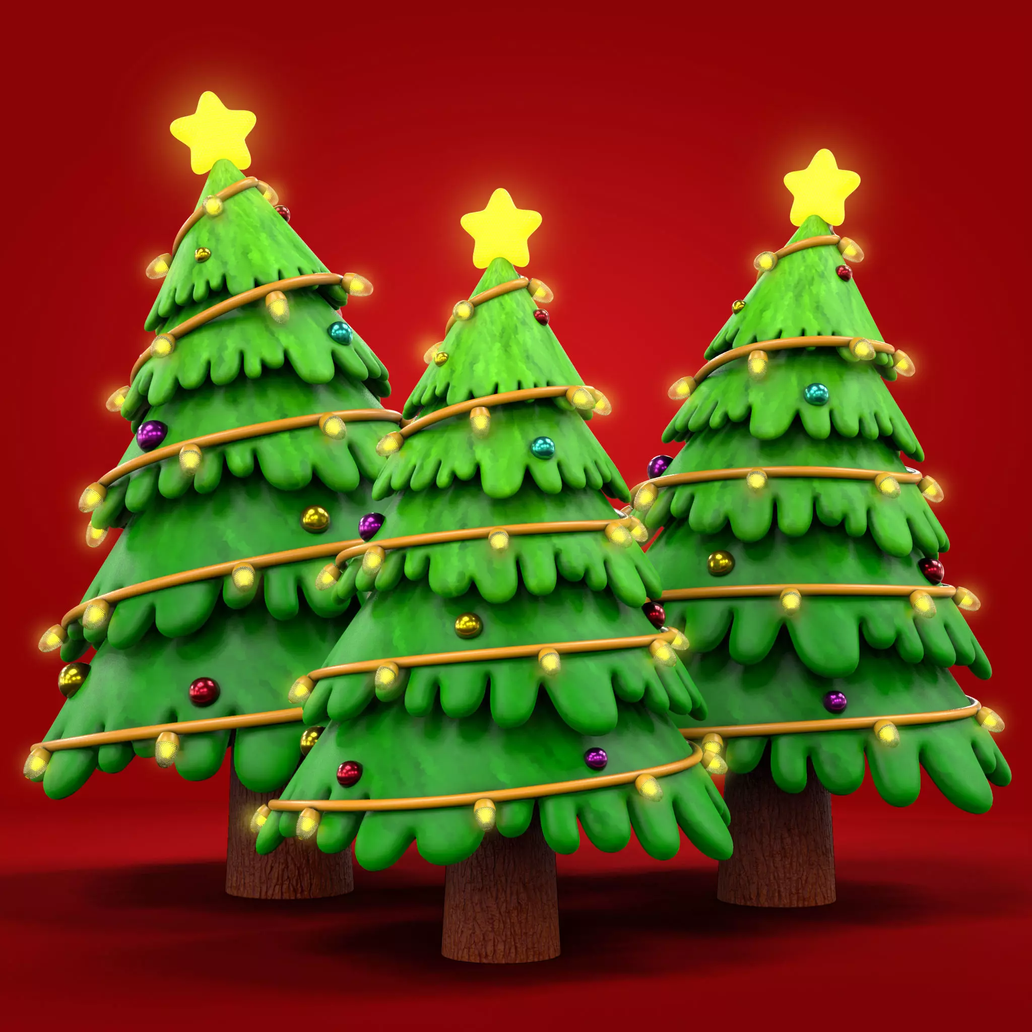 Cartoon Christmas Tree Low-poly 3D model_0