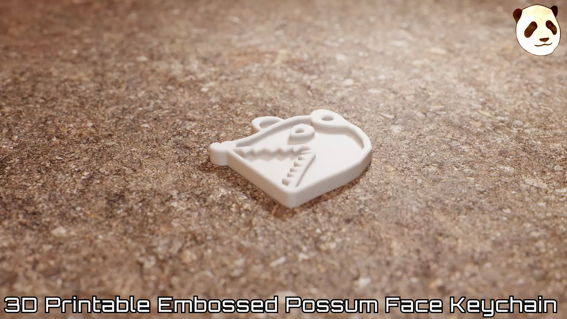 Embossed Possum Face Keychain 3D print model_0
