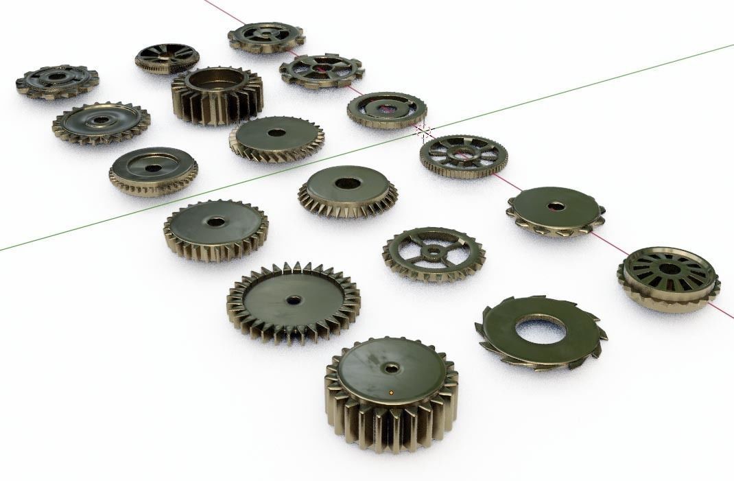 Cog Gear Clockwork Machinery Collection - 18 Pieces Low-poly 3D model_2