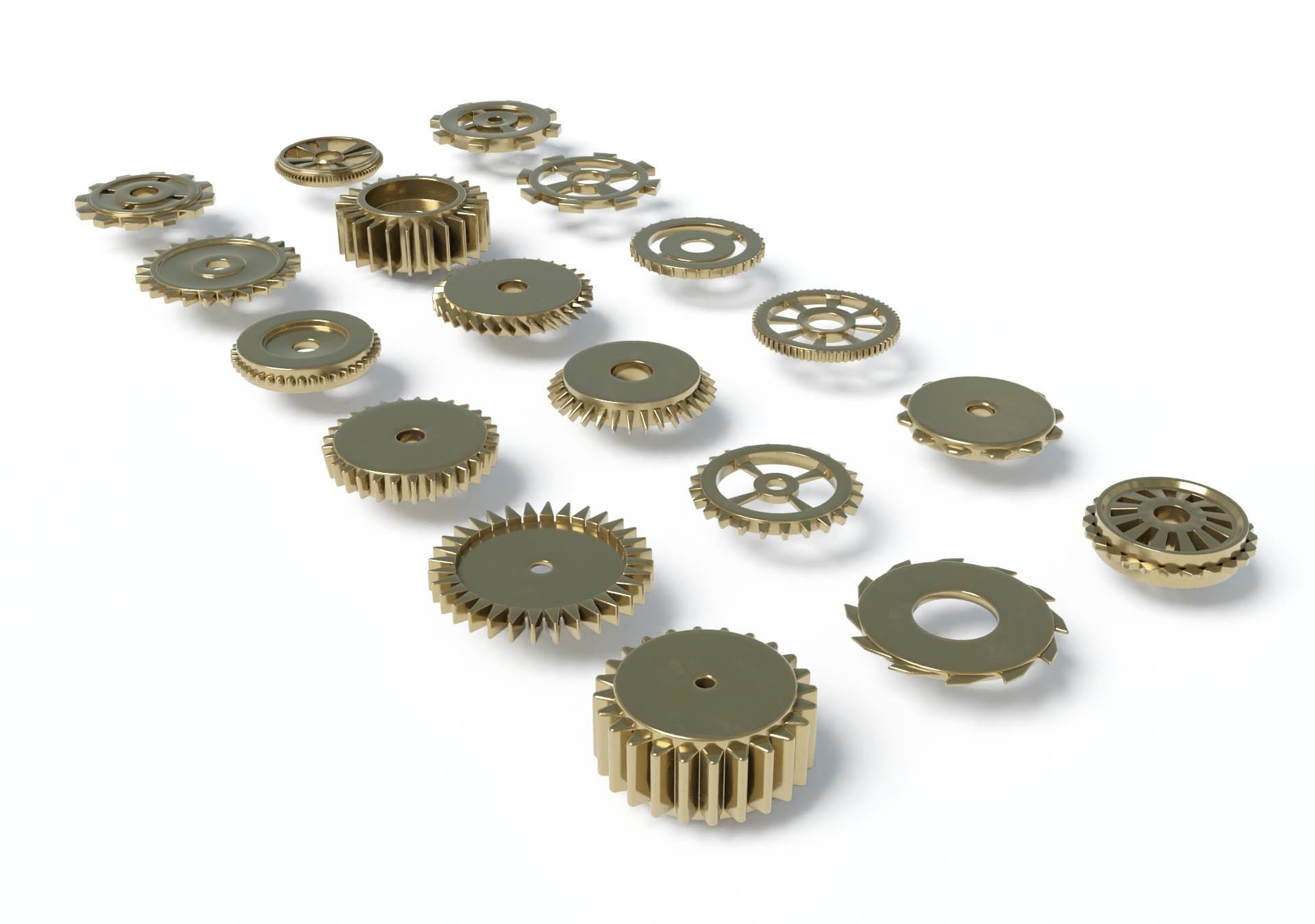 Cog Gear Clockwork Machinery Collection - 18 Pieces Low-poly 3D model_1