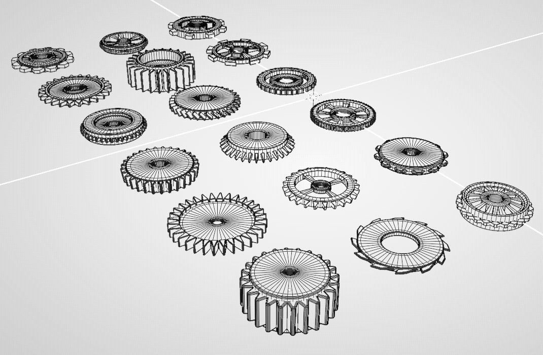 Cog Gear Clockwork Machinery Collection - 18 Pieces Low-poly 3D model_3