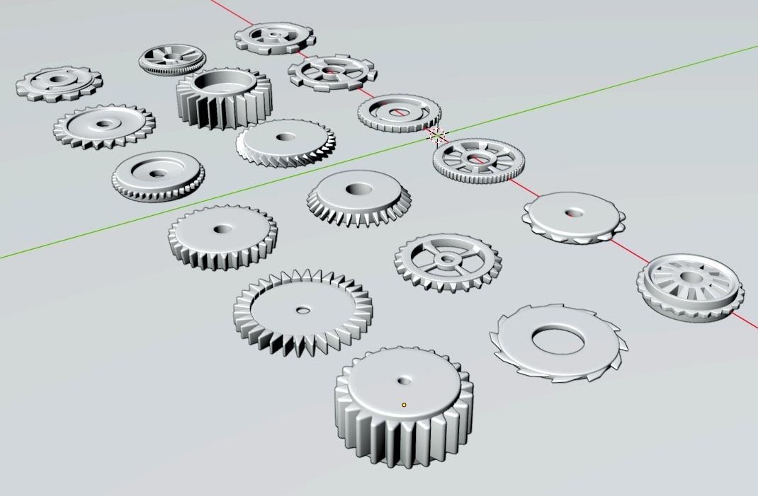 Cog Gear Clockwork Machinery Collection - 18 Pieces Low-poly 3D model_4