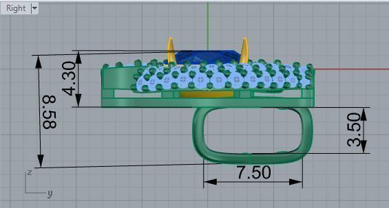 Oval blue stone pendant 3266 3D print model 3D print model_6