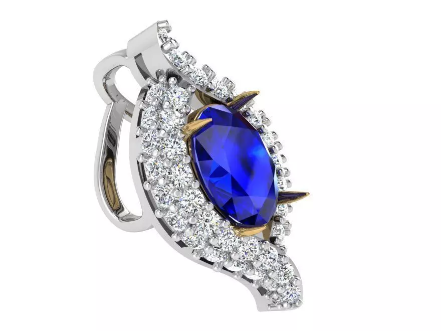 Oval blue stone pendant 3266 3D print model 3D print model_0