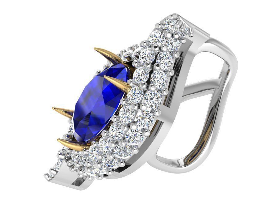 Oval blue stone pendant 3266 3D print model 3D print model_2