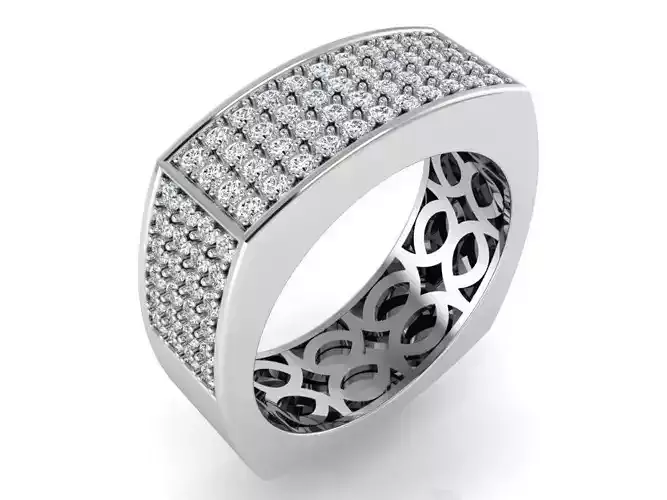 Pave 4-Row diamond ring 3267 3D print model