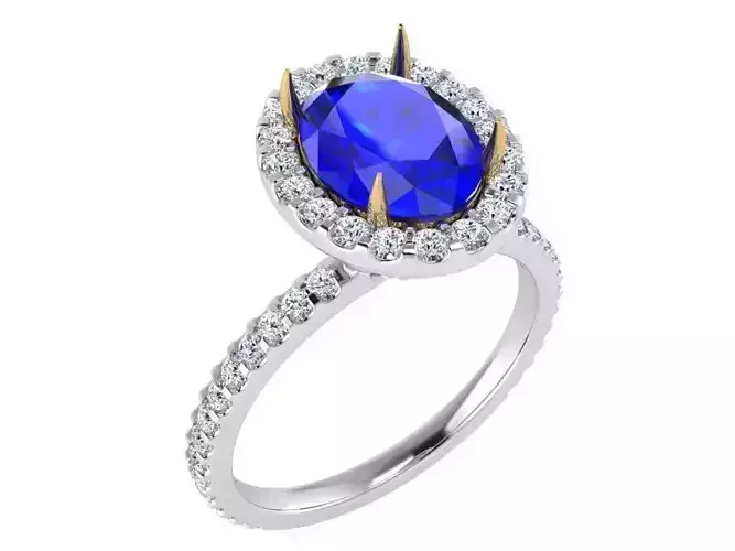Big oval blue stone diamond ring 3270 3D print model